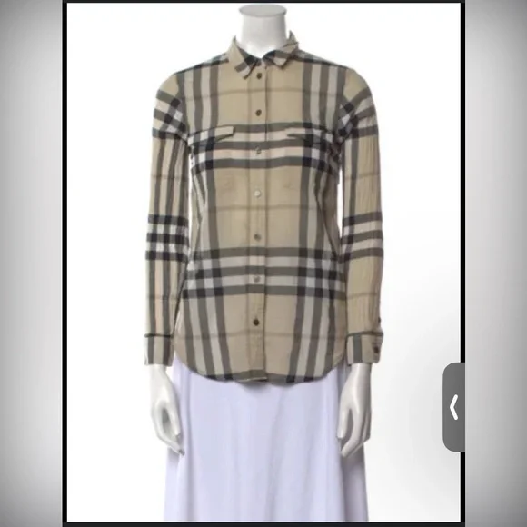 Burberry Plaid print three- Quarter Sleeve bottom up shirt - Picture 7 of 7